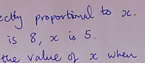 Simple direct proportion video that lasts about 3 minutes where y is directly proportional to x.  Find the constant of proportionality and then work out the problem from there.